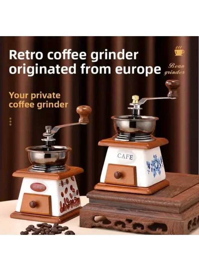 A Classic-Designed Manual Coffee Bean Grinder With A Handle And Hand Crank For Espresso, Spices, And French Press Coffee. - Image 1